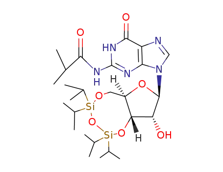 Molecular Structure of 87865-78-9 (N2-Isobutyryl-3',5'-O-(1,1,3,3-tetraisopropyl-1,3-disiloxanediyl)guanosine)