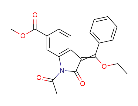 Molecular Structure of 1175365-43-1 (methyl 1-acetyl-3-[ethoxy(phenyl)methylidene]-2-oxo-2,3-dihydro-7H-indole-6-carboxylate)