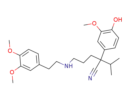 Molecular Structure of 71539-09-8 (Benzeneacetonitrile, a-[3-[[2-(3,4-dimethoxyphenyl)ethyl]amino]propyl]-4-hydroxy-3-methoxy-a-(1-methylethyl)-)