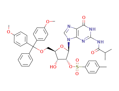 Molecular Structure of 719288-75-2 (5'-dimethoxytrityl-2'-tosyl-N<sub>2</sub>-isobutyrylguanosine)
