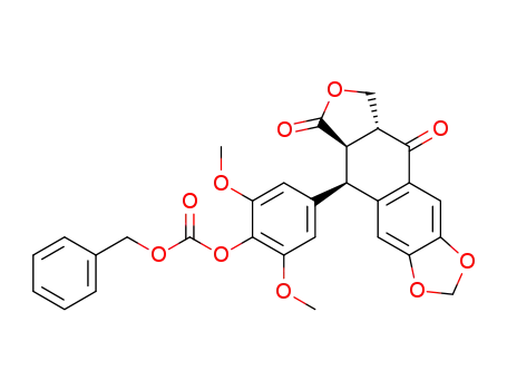 Molecular Structure of 156350-44-6 (Carbonic acid benzyl ester 4-((5R,5aR,8aR)-6,9-dioxo-5,5a,6,8,8a,9-hexahydro-furo[3',4':6,7]naphtho[2,3-d][1,3]dioxol-5-yl)-2,6-dimethoxy-phenyl ester)