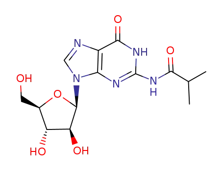 Molecular Structure of 199601-35-9 (N-[9-((2R,3S,4S,5R)-3,4-Dihydroxy-5-hydroxymethyl-tetrahydro-furan-2-yl)-6-oxo-6,9-dihydro-1H-purin-2-yl]-isobutyramide)