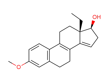 Molecular Structure of 2911-80-0 (dl-3-Methoxy-13β-ethyl-gona-1,3,5(10),8,14-pentaen-17β-ol)
