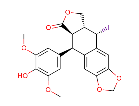 Molecular Structure of 746639-24-7 (4β-iodo-4-O-demethylpodophyllotoxin)