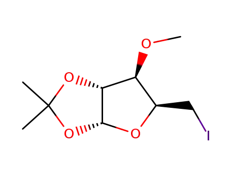 Molecular Structure of 85426-94-4 (5-deoxy-5-iodo-1,2-O-isopropylidene-3-O-methyl-α-D-xylofuranose)