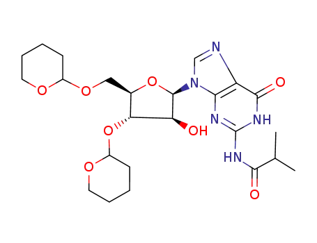 Molecular Structure of 146954-68-9 (N<sup>2</sup>-isobutyryl-9-(3,5-di-O-tetrahydropyran-2-yl-β-D-arabinofuranosyl)guanine)