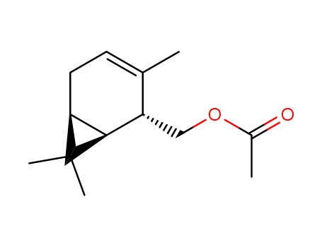 Molecular Structure of 84864-55-1 ((3,7,7-trimethylbicyclo[4.1.0]hept-3-en-2-yl)methyl acetate)