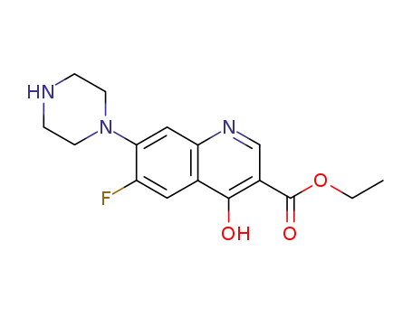 Molecular Structure of 75001-56-8 (6-Fluoro-4-hydroxy-7-piperazin-1-yl-quinoline-3-carboxylic acid ethyl ester)