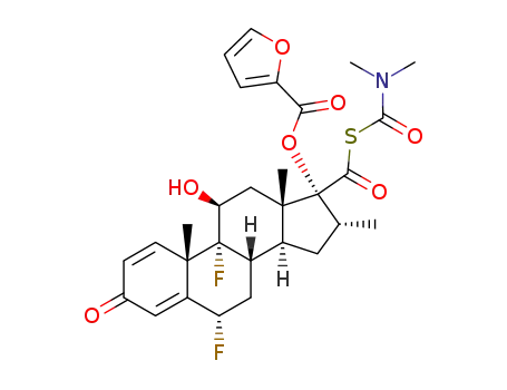 Molecular Structure of 948565-92-2 (6α,9α-difluoro-17α-[(2-furylcarbonyl)oxy]-11β-hydroxy-16α-methyl-3-oxoandrost-1,4-dien-17β-thiocarboxylic acid S-N,N-dimethylcarbamoyl ester)