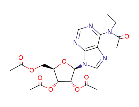 Molecular Structure of 71118-19-9 (Acetic acid (2R,3R,4R,5R)-4-acetoxy-5-acetoxymethyl-2-[6-(acetyl-ethyl-amino)-purin-9-yl]-tetrahydro-furan-3-yl ester)