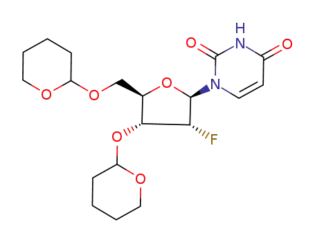 Molecular Structure of 157024-77-6 (9-<2-deoxy-2-fluoro-3,5-di-O-(tetrahydropyran-2-yl)-β-D-ribofuranosyl>uracil)