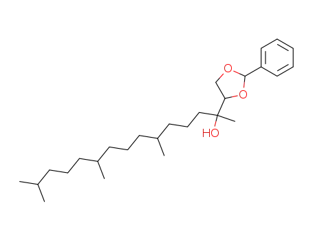 Molecular Structure of 105873-65-2 (6,10,14-Trimethyl-2-(2-phenyl-[1,3]dioxolan-4-yl)-pentadecan-2-ol)