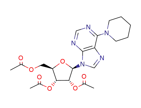 Molecular Structure of 80585-34-8 (9-(2,3,5-tri-Ο-acetyl-1β-D-ribofuranosyl)-6-(piperidin-1-yl)-9H-purine)