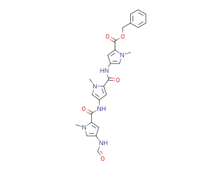 Molecular Structure of 77716-20-2 (Benzyl 4-<<<4-<<<4-(Formylamino)-1-methylpyrrol-2-yl>carbonyl>amino>-1-methylpyrrol-2-yl>carbonyl>amino>-1-methylpyrrole-2-carboxylate)