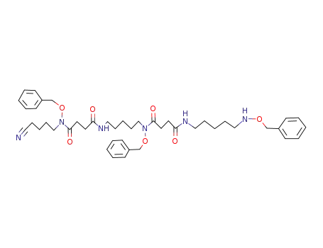 Molecular Structure of 130946-41-7 (27-<N-(benzyloxy)amino>-6,17-bis(benzyloxy)-7,10,18,21-tetraoxo-6,11,17,22-tetraazaheptacosanenitrile)