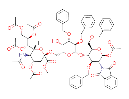 O-(Methyl-5-acetamido-4,7,8,9-tetra-O-acetyl-3,5-didesoxy-β-D-glycero-D-galacto-2-nonulopyranosylonat)-(2-6)-O-(2,3-di-O-benzyl-β-D-galactopyranosyl)-(1-4)-1-O-acetyl-3,6-di-O-benzyl-2-desoxy-2-phthalimido-β-D-glucopyranose