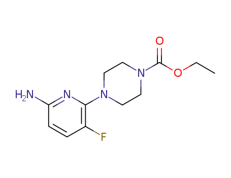 Molecular Structure of 75167-28-1 (4-(6-Amino-3-fluoro-2-pyridyl)-1-piperazinecarboxylic acid ethyl ester)