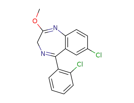 Molecular Structure of 67373-10-8 (3H-1,4-Benzodiazepine, 7-chloro-5-(2-chlorophenyl)-2-methoxy-)