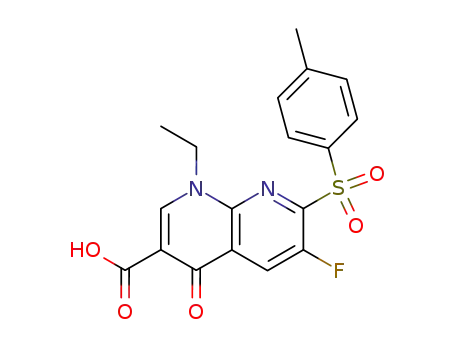 Molecular Structure of 114171-68-5 (1-ethyl-6-fluoro-1,4-dihydro-4-oxo-7-(p-tolylsulfonyl)-1,8-naphthyridine-3-carboxylic acid)