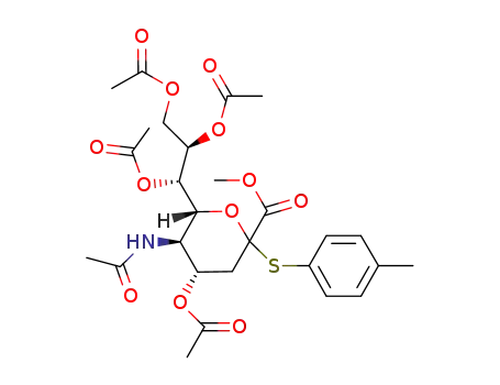 Molecular Structure of 1071226-27-1 (methyl (2-p-methylphenyl 5-acetamido-4,7,8,9-tetra-O-acetyl-3,5-dideoxy-D-glycero-α/β-D-galacto-2-thio-nonulopyranosid)onate)