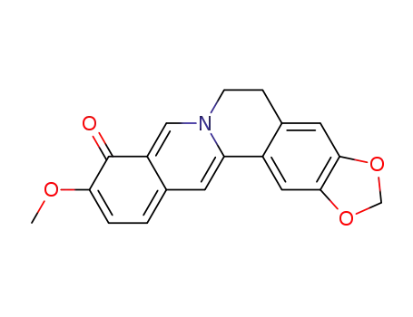 Molecular Structure of 6847-93-4 (Benzo[g]-1,3-benzodioxolo[5,6-a]quinolizinium,5,6-dihydro-9-hydroxy-10-methoxy-, inner salt)