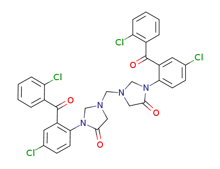 Molecular Structure of 79988-55-9 (N,N'-methylenebis<3-(2'-o-chlorobenzoyl-4'-chloro)phenyl>-4-imidazolidinone)