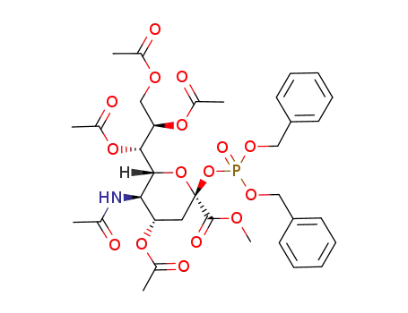 Molecular Structure of 144002-22-2 (methyl 5-acetamido-4,7,8,9-tetra-O-acetyl-2-O-dibenzyloxyphosphoryl-3,5-dideoxy-β-D-glycero-D-galacto-non-2-ulopyranosonate)