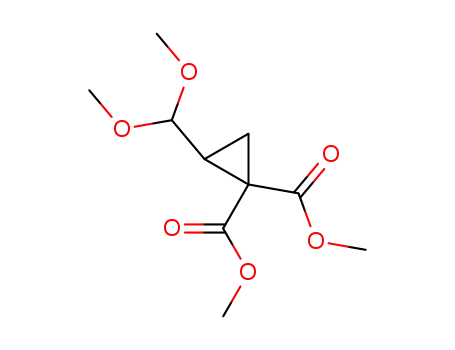 Molecular Structure of 89709-94-4 (1,1-Cyclopropanedicarboxylic acid, 2-(dimethoxymethyl)-, dimethyl
ester)