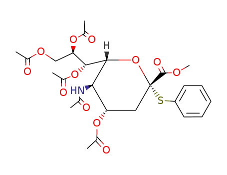 Molecular Structure of 118977-26-7 (PER-O-ACETYL-ALPHA-THIOPHENYL-N-ACETYLNEURAMINIC METHYL ESTER)
