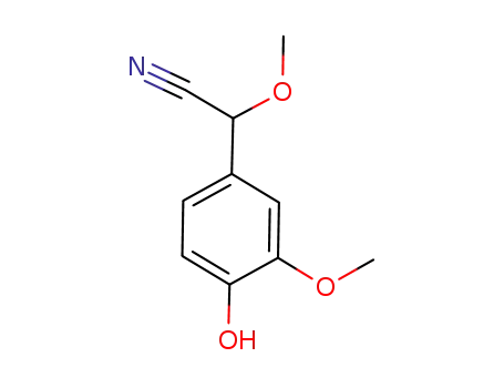 Molecular Structure of 1000180-41-5 (2-(4-hydroxy-3-methoxyphenyl)-2-methoxyacetonitrile)
