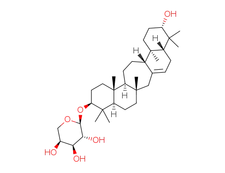 Molecular Structure of 80235-56-9 (See R-L-Arabinopyranoside,(3S,4aR,6aS,9aR,11S,- 13aR,13bS,15aS,15bR)-2,3,4,4a,5,6,6a,7,9,9a,10,- 11,12,13,13a,13b,14,15,15a,15b-eicosahydro- 11-hydroxy-4,4,6a,10,10,13a,15b-heptamethyl- 1H-cyclohepta[1,2-a:5,4-a']dinaphthalen-3-yl )