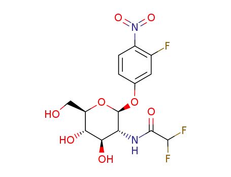 Molecular Structure of 1160363-27-8 (3-fluoro-4-nitrophenyl 2-deoxy-2-difluoroacetamido-β-D-glucopyranoside)
