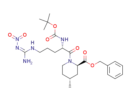 Molecular Structure of 367952-82-7 ((2R,4R)-1-[(2S)-2-[(tert-Butyloxycarbonyl)aMino]-5-[[iMino(nitroaMino)Methyl]aMino]-1-oxopentyl]-4-Methyl-2-piperidinecarboxylic Acid Benzyl Ester)