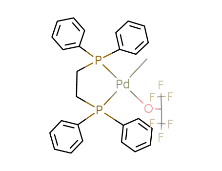 Molecular Structure of 115981-43-6 (methyl(1,1,1,3,3,3-hexafluoro-2-propoxo){1,2-bis(diphenylphosphino)ethane}palladium)