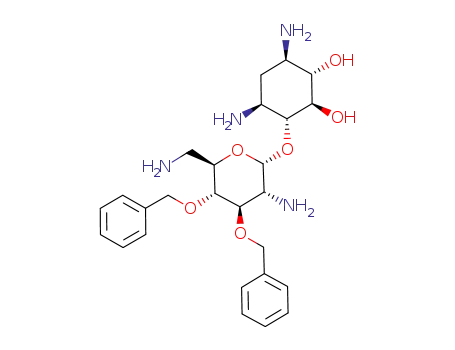 Molecular Structure of 549501-35-1 ((1S,2R,3R,4S,6R)-4,6-Diamino-3-((2R,3R,4R,5R,6R)-3-amino-6-aminomethyl-4,5-bis-benzyloxy-tetrahydro-pyran-2-yloxy)-cyclohexane-1,2-diol)