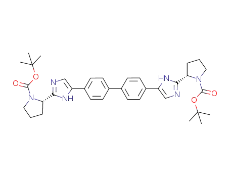 Molecular Structure of 1007882-23-6 (1-Pyrrolidinecarboxylic acid, 2,2'-([1,1'-biphenyl]-4,4'-diyldi-1H-iMidazole-5,2-diyl)bis-, 1,1'-bis(1,1-diMethylethyl) ester, (2S,2'S)-)