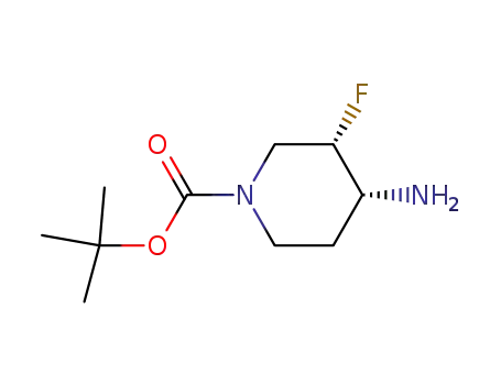 Molecular Structure of 907544-20-1 (tert-butyl (3S,4R)-4-aMino-3-fluoropiperidine-1-carboxylate)