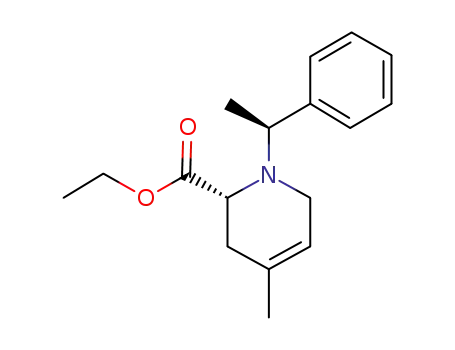 Molecular Structure of 139334-63-7 (ethyl (2R)-4-methyl-1-((S)-1-phenylethyl)-1,2,3,6-tetrahydropyridine-2-carboxylate)