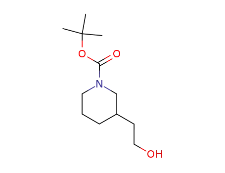 Molecular Structure of 146667-84-7 (3-(2-Hydroxyethyl)piperidine-1-carboxylic acid tert-butyl ester)