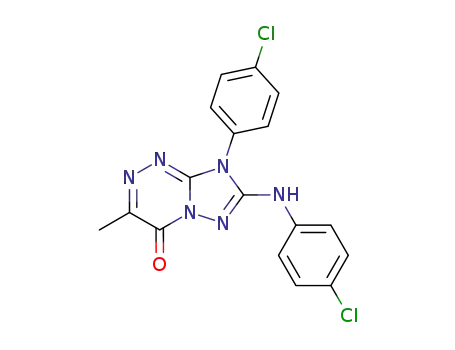 Molecular Structure of 96546-28-0 ([1,2,4]Triazolo[5,1-c][1,2,4]triazin-4(8H)-one,
8-(4-chlorophenyl)-7-[(4-chlorophenyl)amino]-3-methyl-)