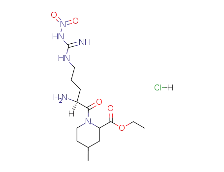 Molecular Structure of 74874-08-1 (Ethyl (2R,4R)-1-(Nitroglycerine-nitro-L-arginyl)-4-methyl-piperidinecarboxylate hydrochloride)