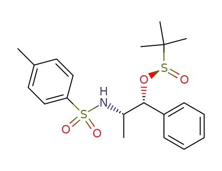 Molecular Structure of 594836-47-2 (2-Methyl-propane-2-sulfinic acid (1R,2S)-1-phenyl-2-(toluene-4-sulfonylamino)-propyl ester)