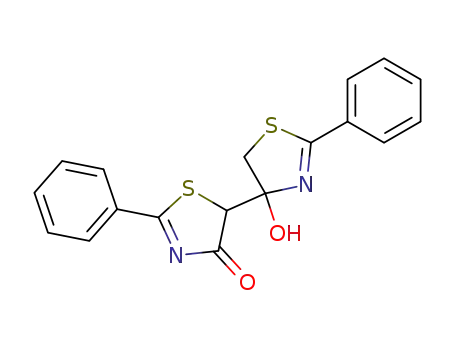 Molecular Structure of 95813-45-9 (4-hydroxy-2,2'-diphenyl-4,5-dihydro-[4,5']bithiazolyl-4'-one)
