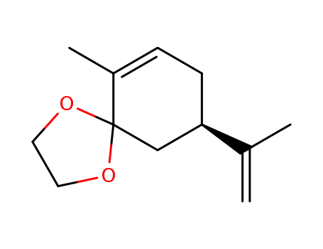 Molecular Structure of 124413-99-6 (1,4-Dioxaspiro[4.5]dec-6-ene, 6-methyl-9-(1-methylethenyl)-, (9R)-)
