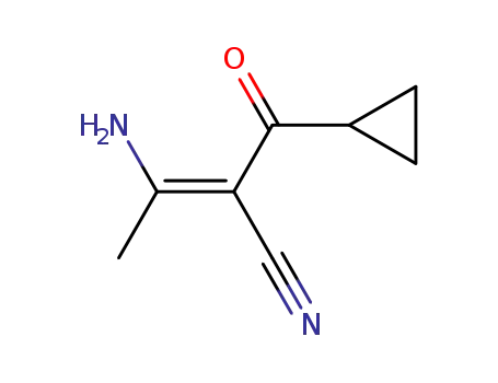 Cyclopropanepropanenitrile,  -alpha--(1-aminoethylidene)--bta--oxo-