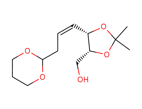 Molecular Structure of 85612-85-7 ([(4R,5S)-5-((Z)-3-[1,3]Dioxan-2-yl-propenyl)-2,2-dimethyl-[1,3]dioxolan-4-yl]-methanol)