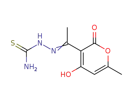 Molecular Structure of 75843-20-8 (3-acetyl-4-hydroxy-6-methyl-2H-pyran-2-one thiosemicarbazone)