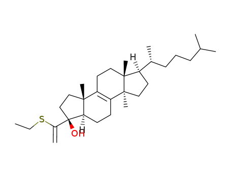 Molecular Structure of 129137-44-6 (3α-(1-Ethylthioethenyl)-3β-hydroxy-14α-methyl-4-nor-5α-cholest-8-ene)