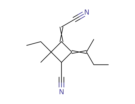 Molecular Structure of 29782-33-0 (3-cyanomethylene-2-ethyl-2-methyl-4-(1-methylpropylidene)cyclobutanecarbonitrile)