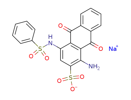 Molecular Structure of 67401-67-6 (sodium 1-amino-9,10-dihydro-9,10-dioxo-4-[(phenylsulphonyl)amino]anthracene-2-sulphonate)